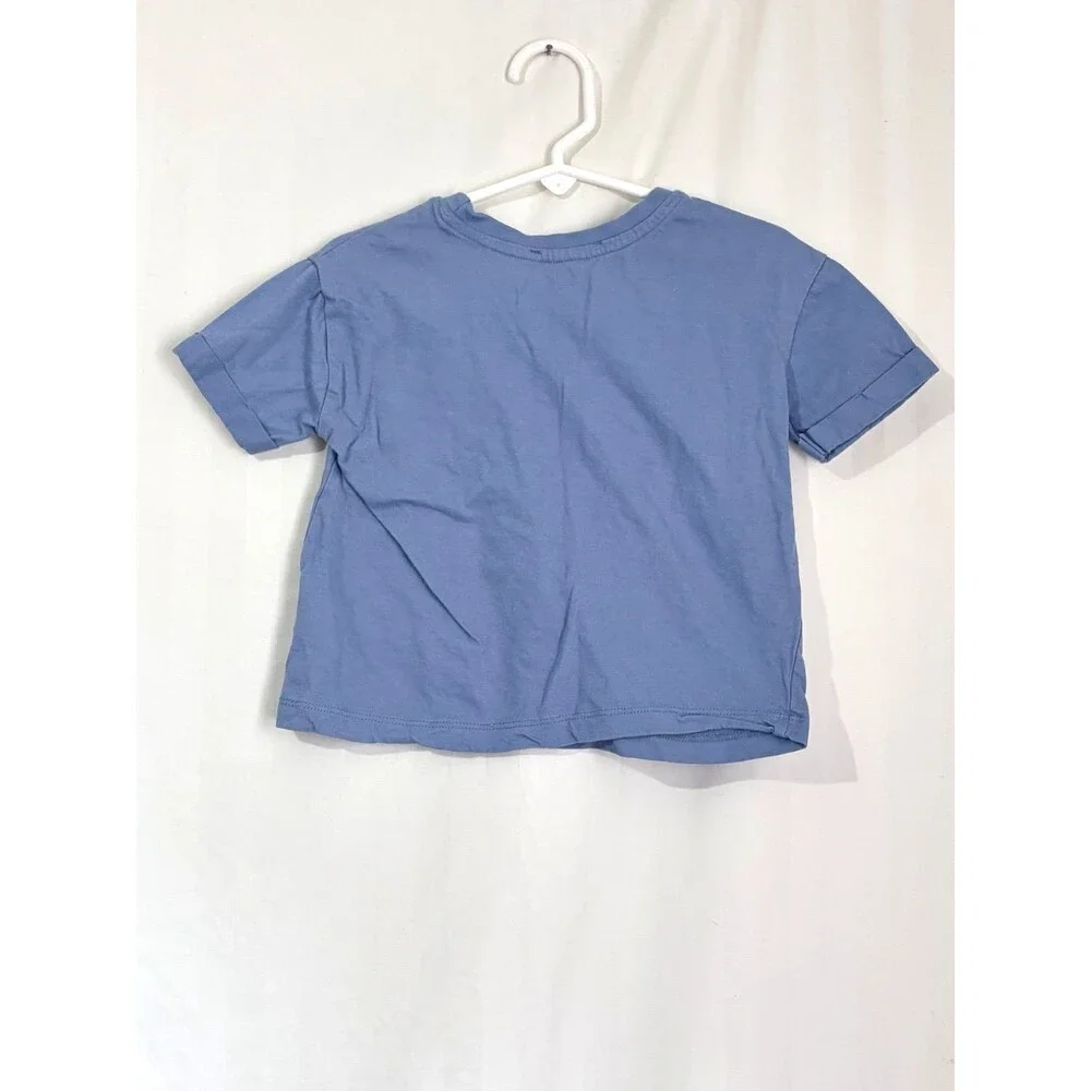 Hybrid Apparel Girls Messy Bun Just Chillin Graphic T-Shirt Size 5 NWOT Blue - Picture 2 of 3